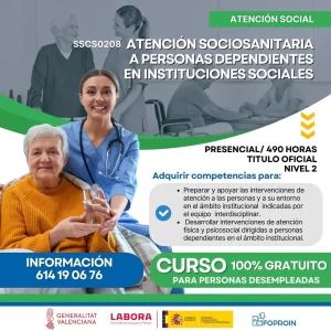 SSCS0208 Atención sociosanitaria a personas dependientes en instituciones sociales | 490 HORAS